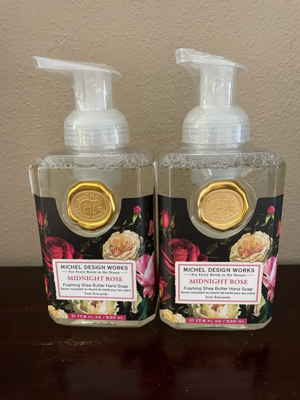 New Michel Design Works Midnight Rose Foaming Shea Butter Hand Soap Set